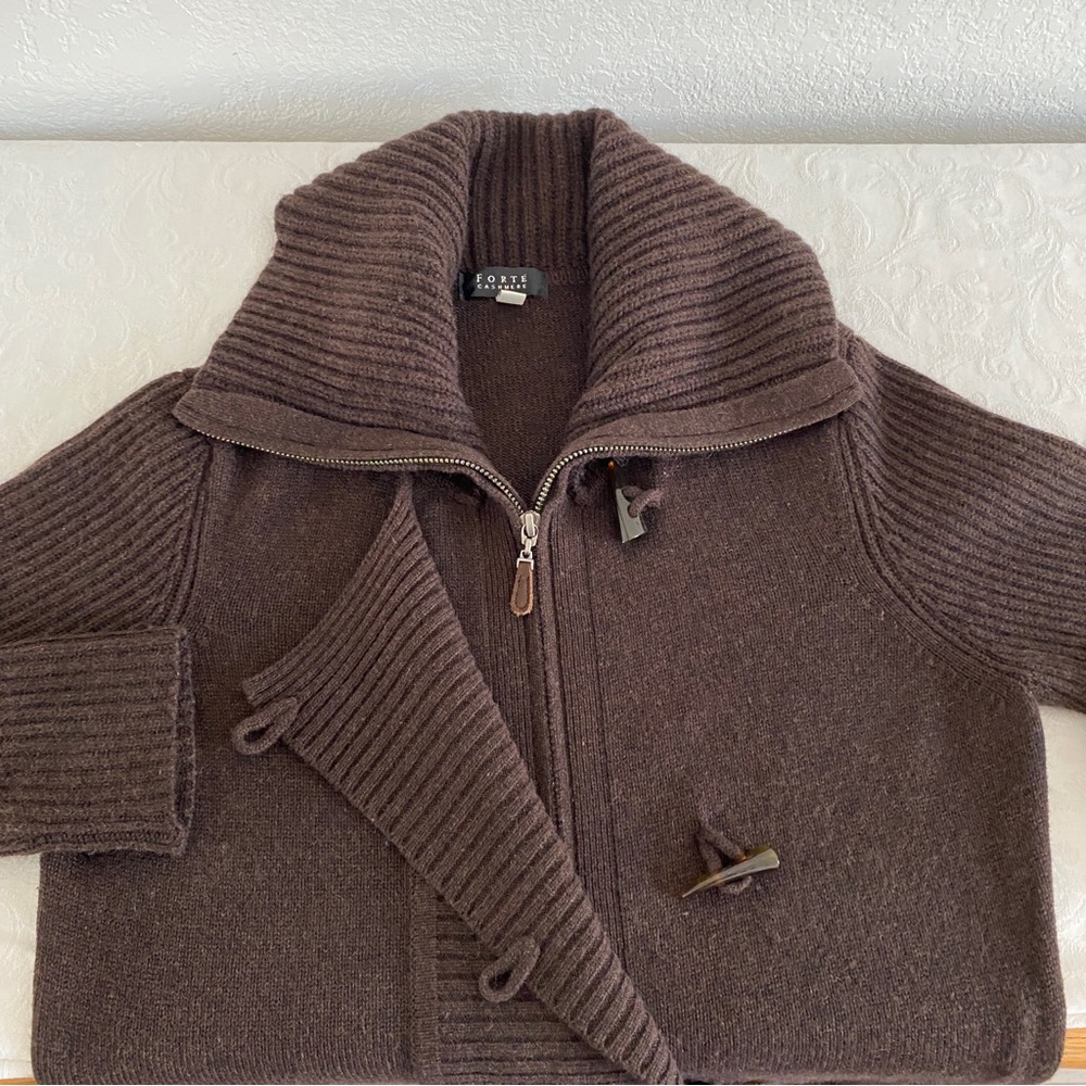 Forte Cashmere Dark Brown Knit Cardigan - Picture 10 of 11
